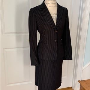 Tahari black pinstripe suit